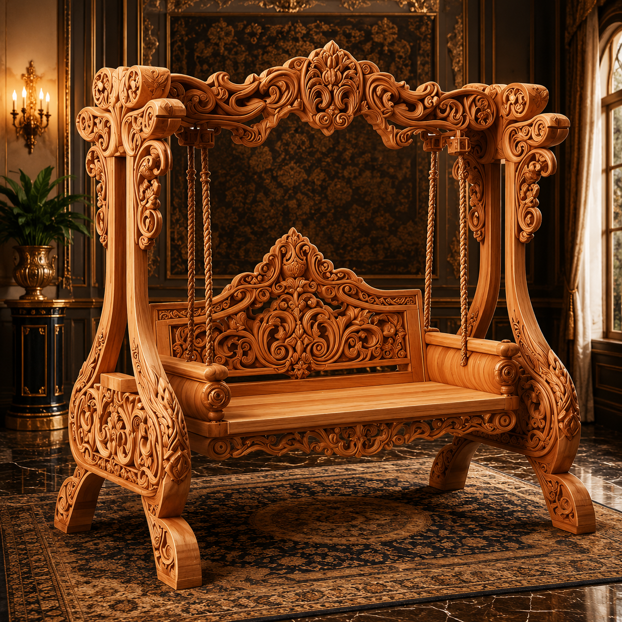 Royal Hand-Carved Wooden Swing {Jhoola}