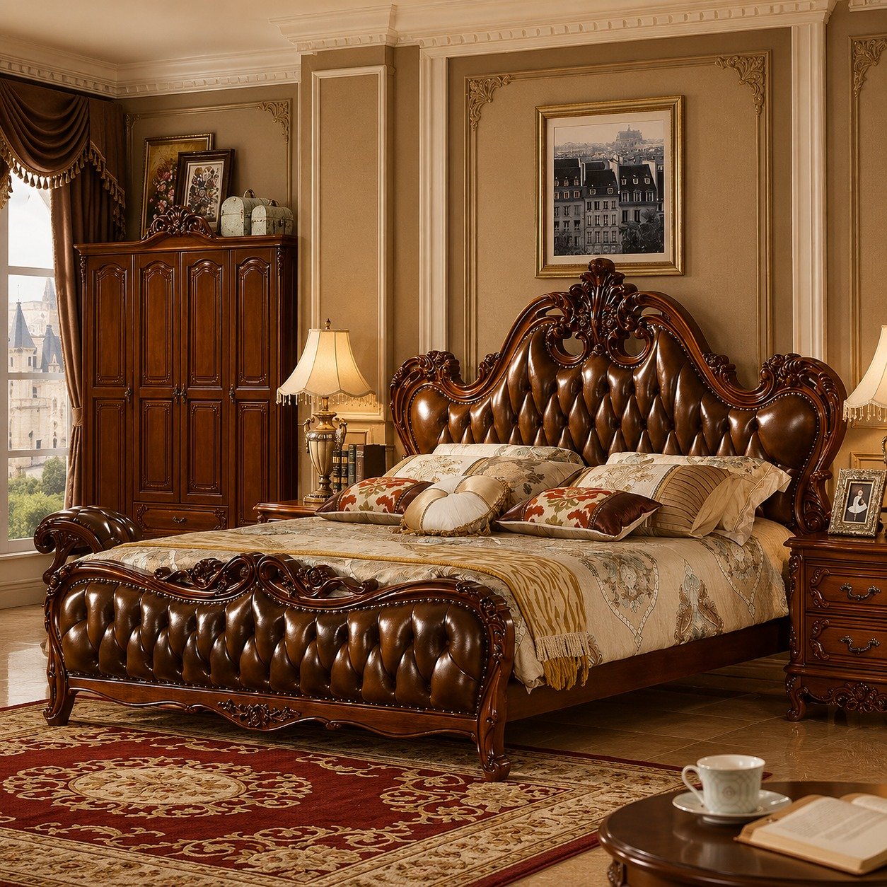 Luxury Handcrafted Tufted Wooden Bed