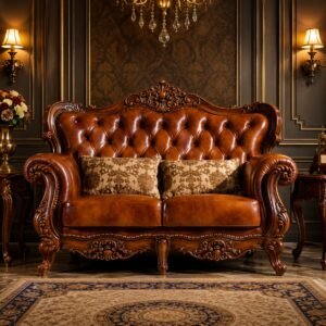 Classic Chesterfield Tufted Leather Sofa