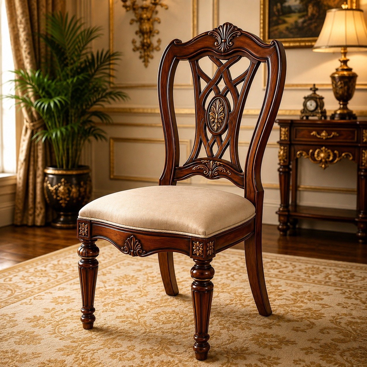 Classic Carved Wooden Dining Chair