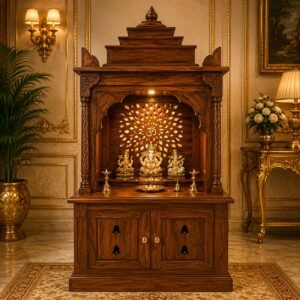 Royal Hand-Carved Wooden Pooja Mandir Cabinet