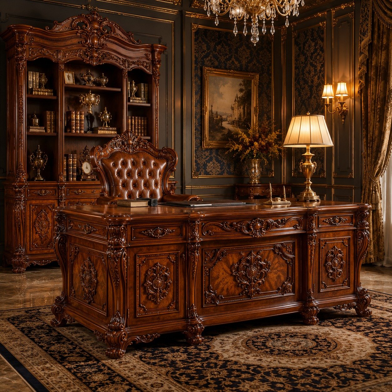 Grand Hand-Carved Executive Office Furniture