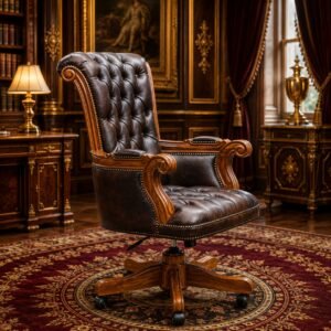 Luxury Tufted Brown Leather Executive Chair