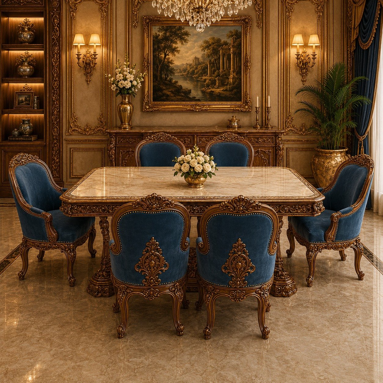 Royal Blue & Gold Luxury Table Set
