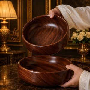 Deep Wooden Serving Bowl Set
