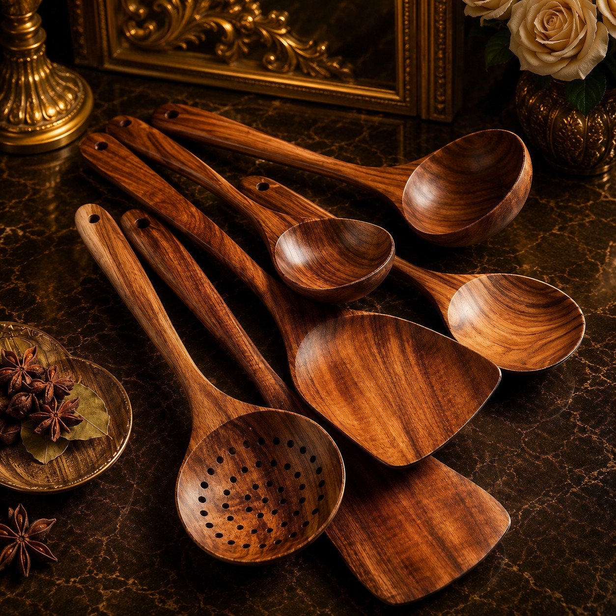 Natural Wooden Kitchen Cutlery Set