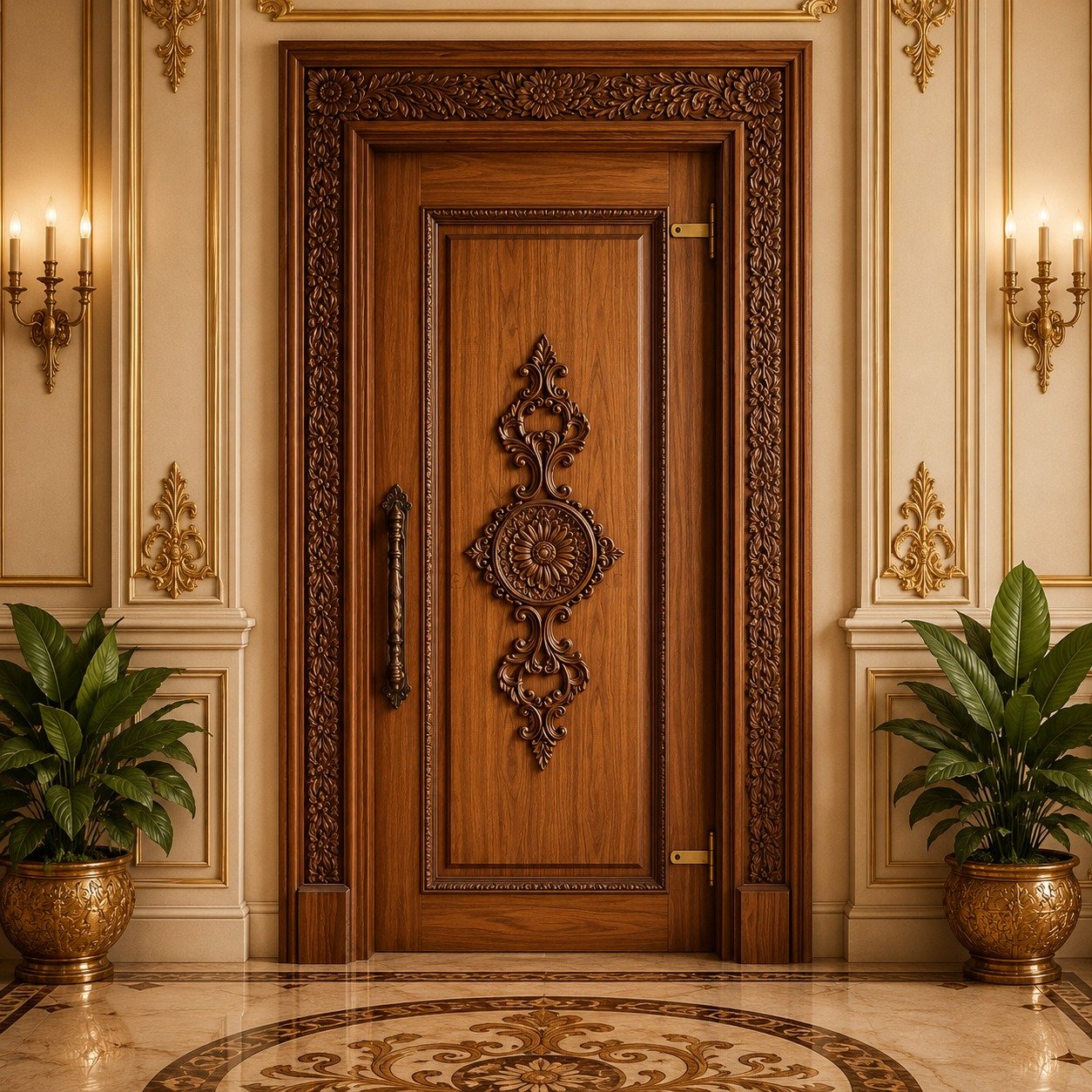 Royal Heritage Carved Wooden Door